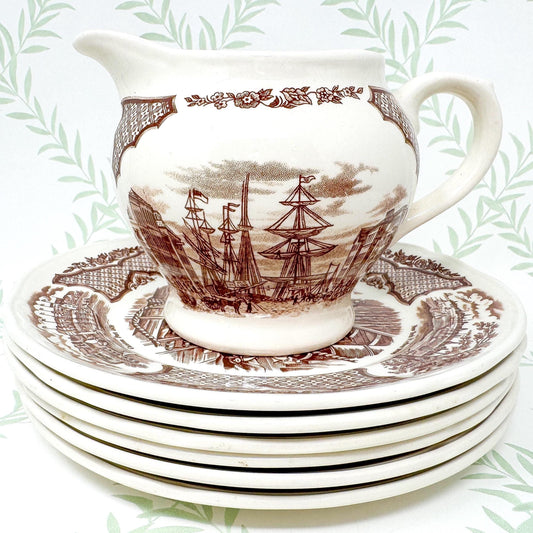 Alfred Meakin Fair Winds Brown Transferware, Creamer