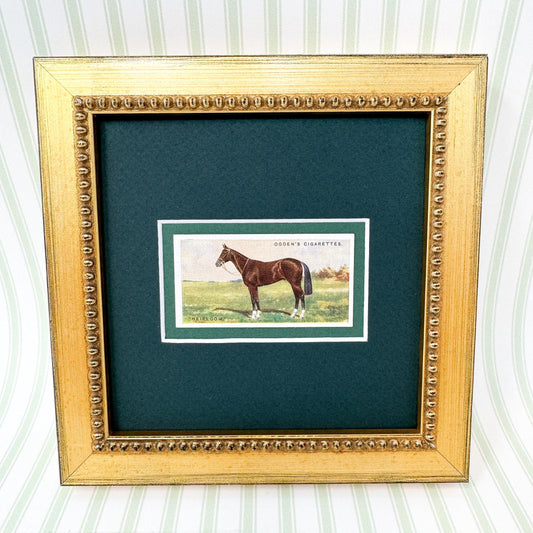 Framed Antique Race Horse Derby Cigarette Card c. 1928, Heirloom