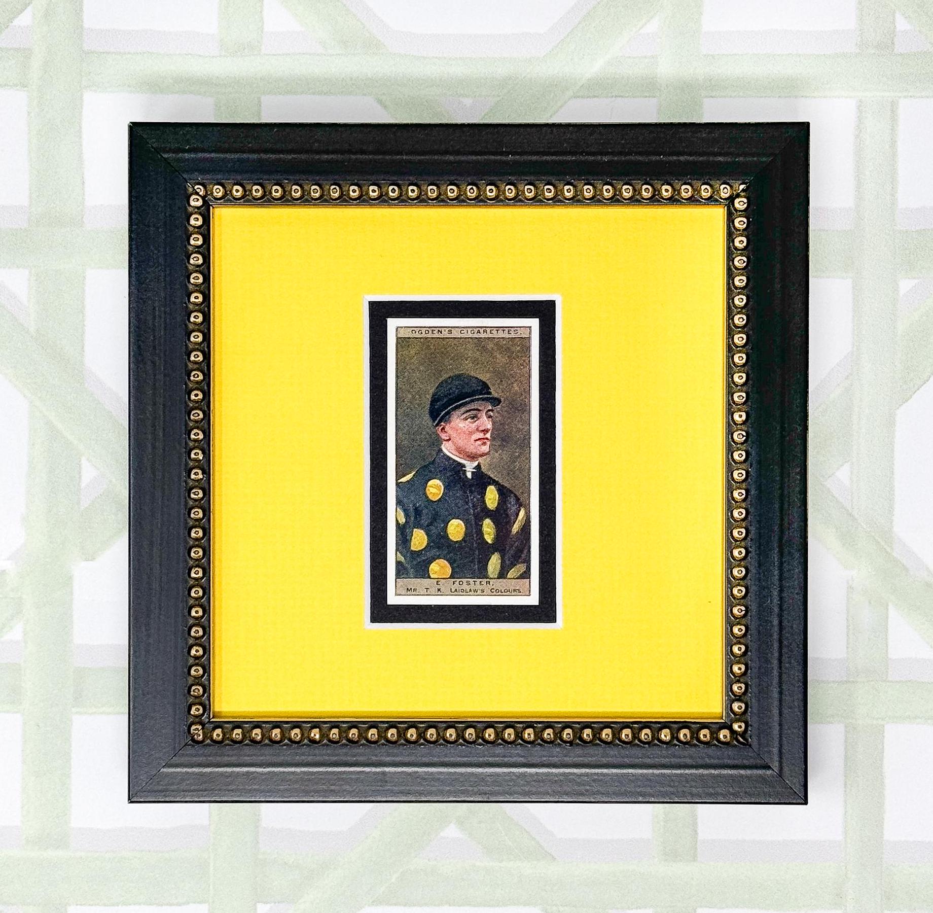 Framed Antique Jockey Horse Cigarette Card c. 1927, E. Foster