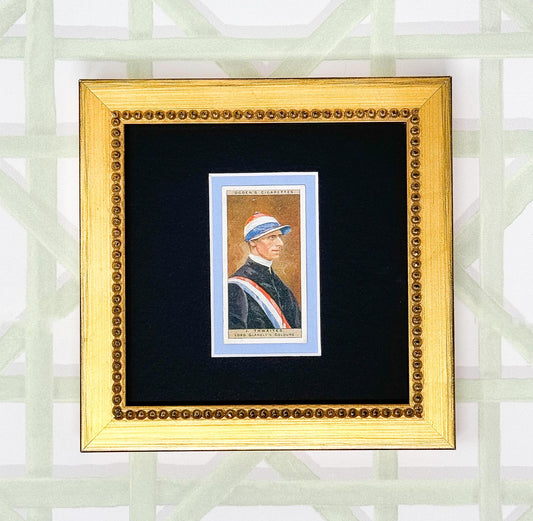 Framed Antique Jockey Horse Cigarette Card c. 1927, J. Thwaites