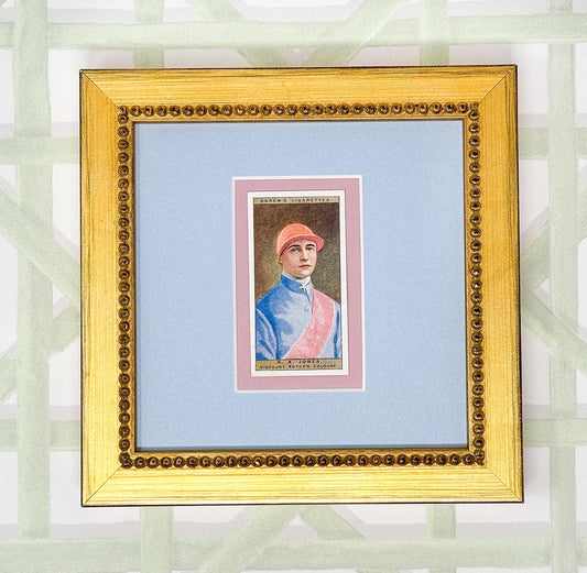 Framed Antique Jockey Horse Cigarette Card c. 1927, R. A. Jones