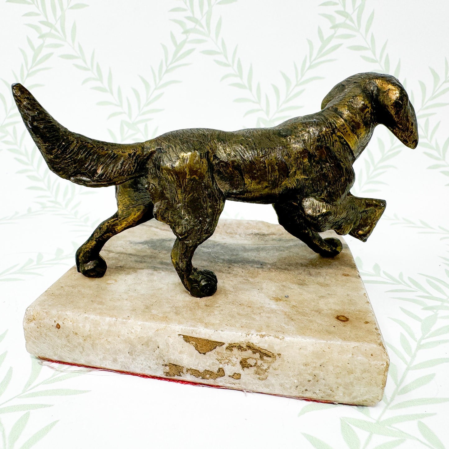 Brass Spaniel Dog Figurine on Marble Base