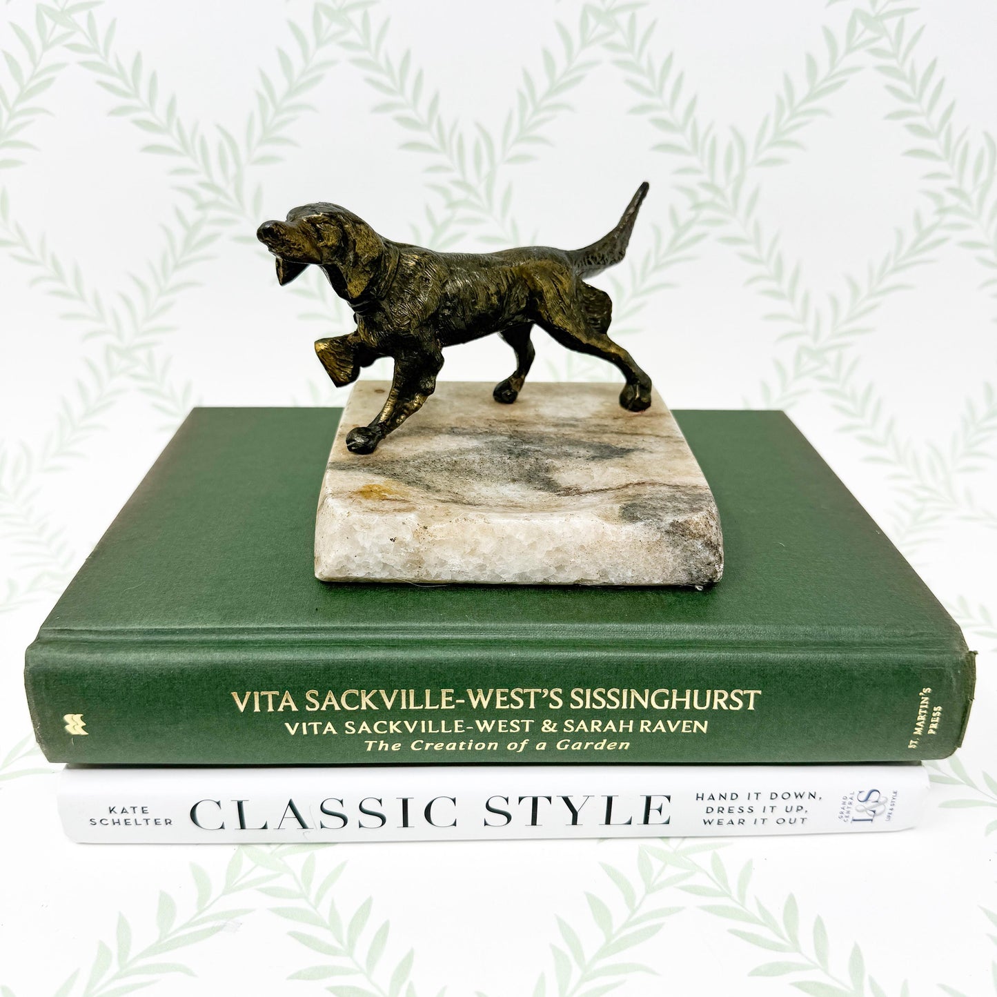 Brass Spaniel Dog Figurine on Marble Base