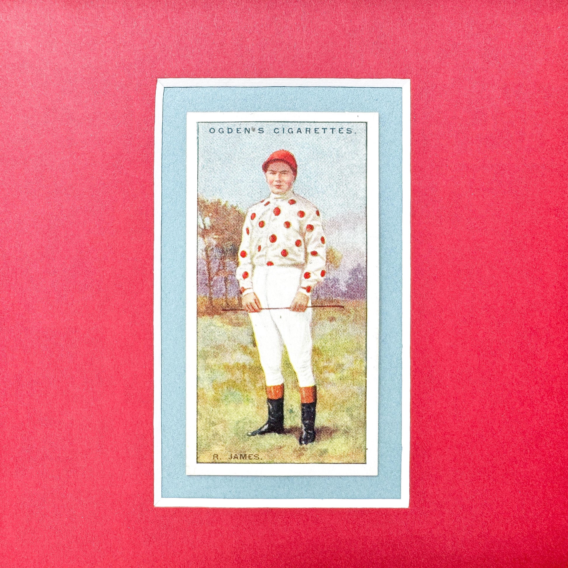 Framed Antique Jockey Horse Cigarette Card c. 1930, R. James