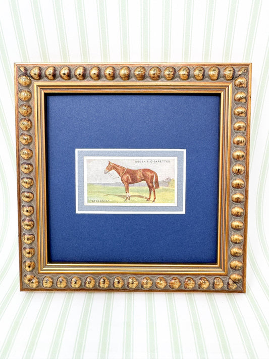 Framed Antique Race Horse Derby Cigarette Card c. 1928, Cyclonic