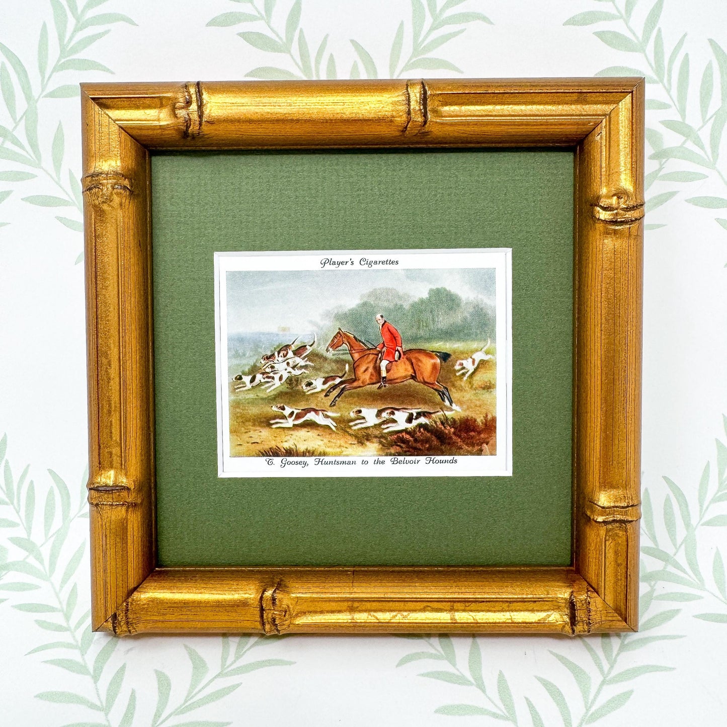 Framed Antique Fox Hunt Cigarette Card c. 1938, Huntsman to the Belvoir Hounds