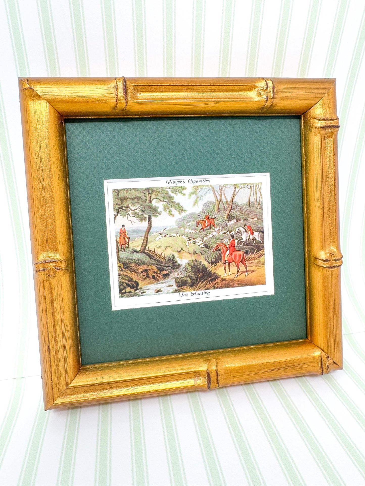 Framed Antique Fox Hunt Cigarette Card c. 1938, Fox Hunting