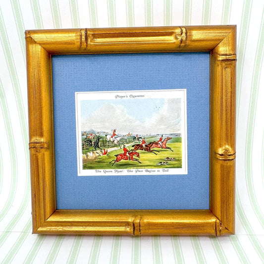 Framed Antique Fox Hunt Cigarette Card c. 1938, The Pace Begins To Tell