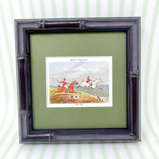 Framed Antique Fox Hunt Cigarette Card c. 1938, Full Cry