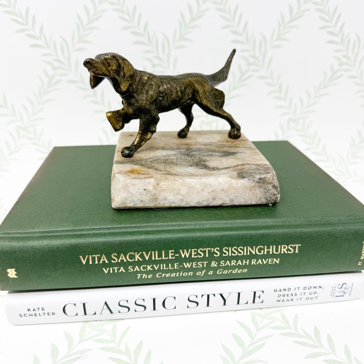 Brass Spaniel Dog Figurine on Marble Base