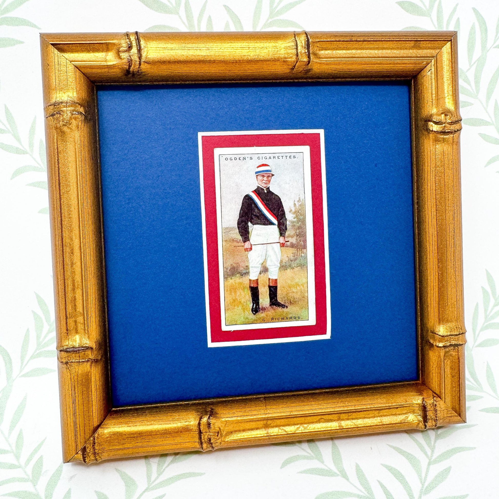 Framed Antique Jockey Horse Cigarette Card c. 1930, G. Richards