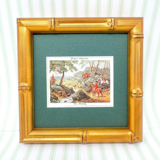 Framed Antique Fox Hunt Cigarette Card c. 1938, Fox Hunting