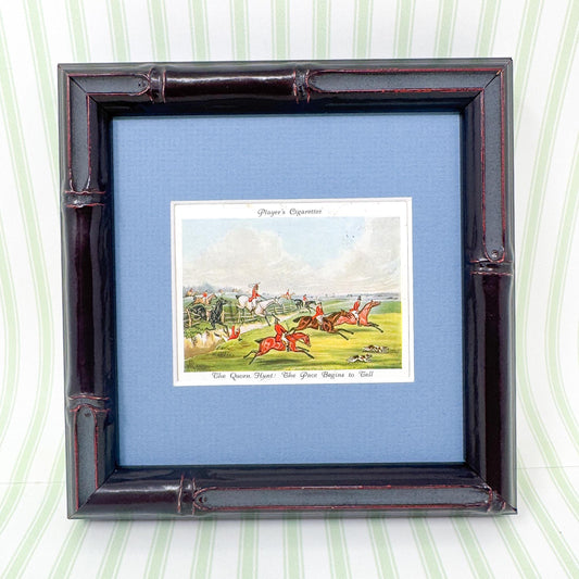 Framed Antique Fox Hunt Cigarette Card c. 1938, The Pace Begins To Tell