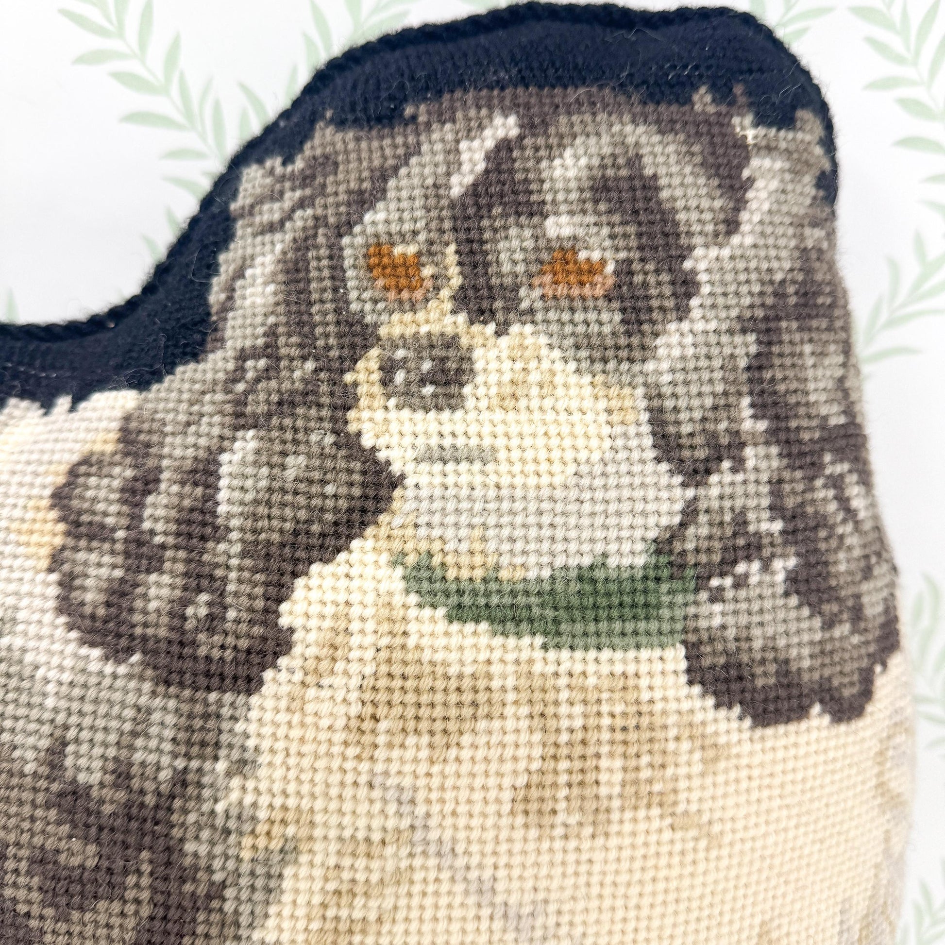 Vintage Needlepoint Pillow, King Charles Spaniel