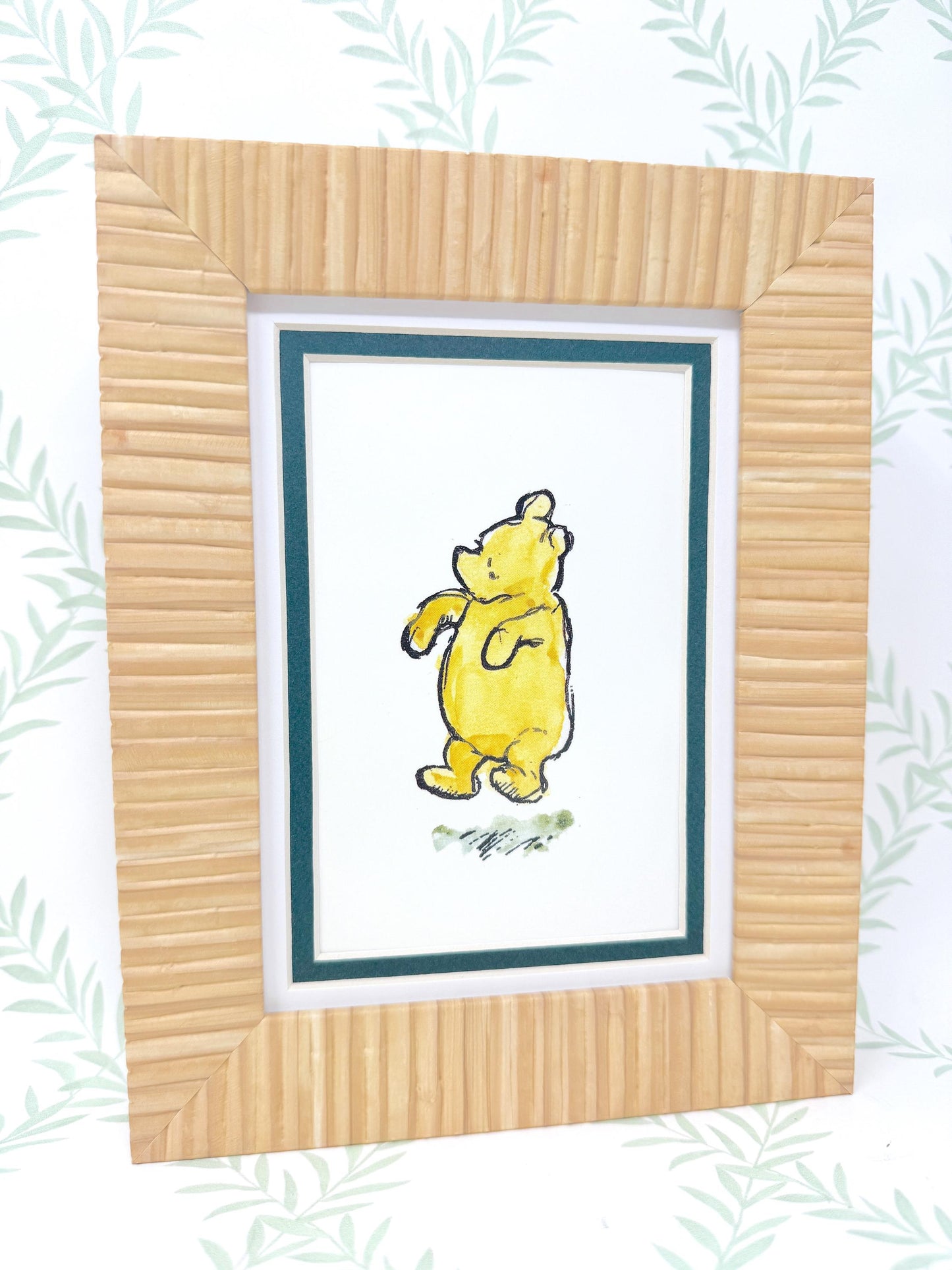 Framed Vintage Winnie the Pooh Postcard, Pooh Jumping