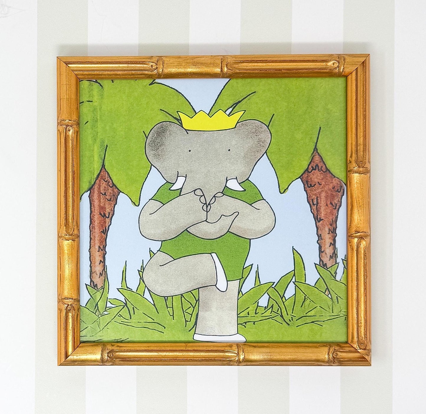 Framed Vintage Babar the Elephant Print, Yoga