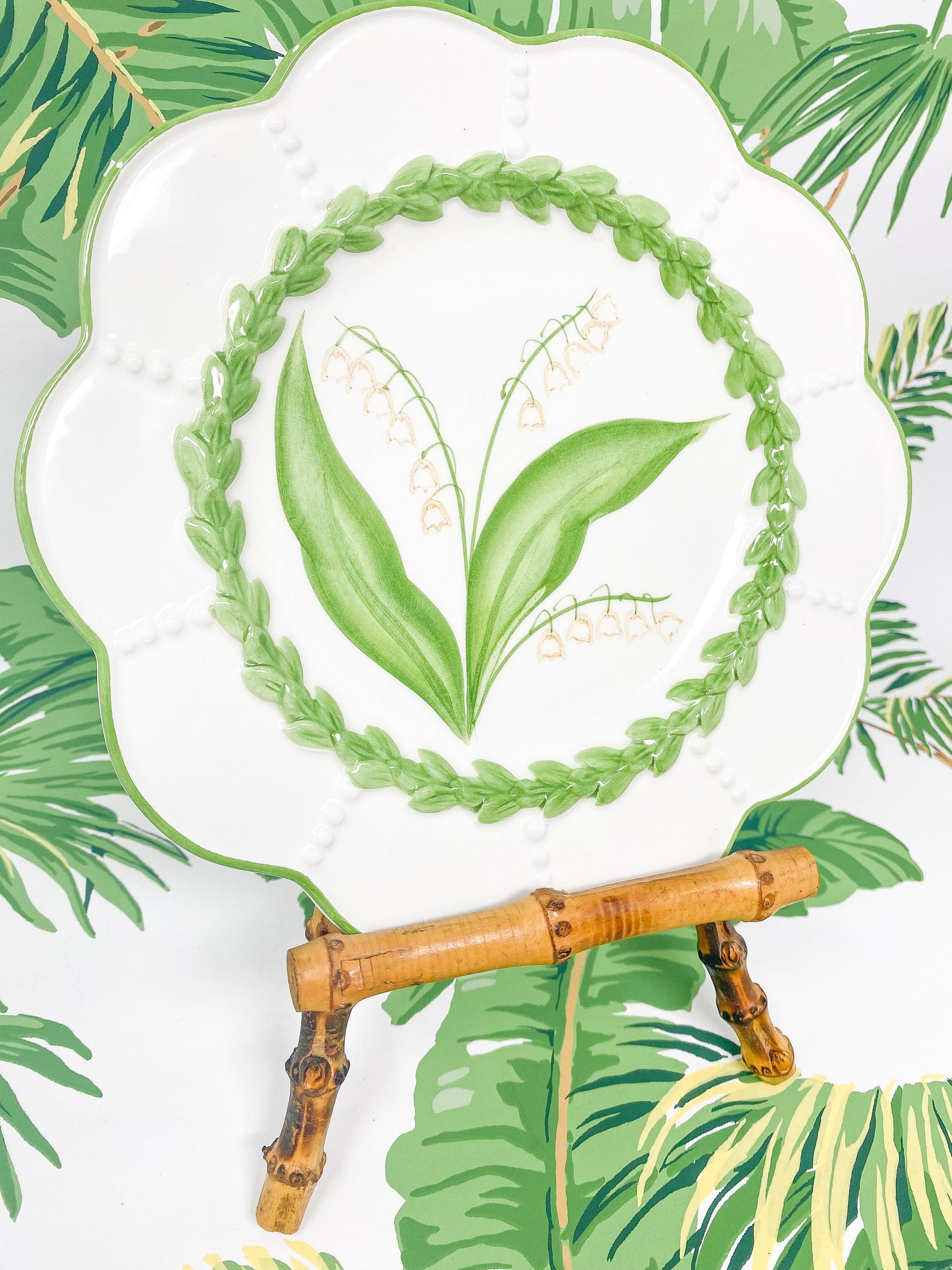 Vintage Vietri Lily of the Valley Plate - Boxwood Collection