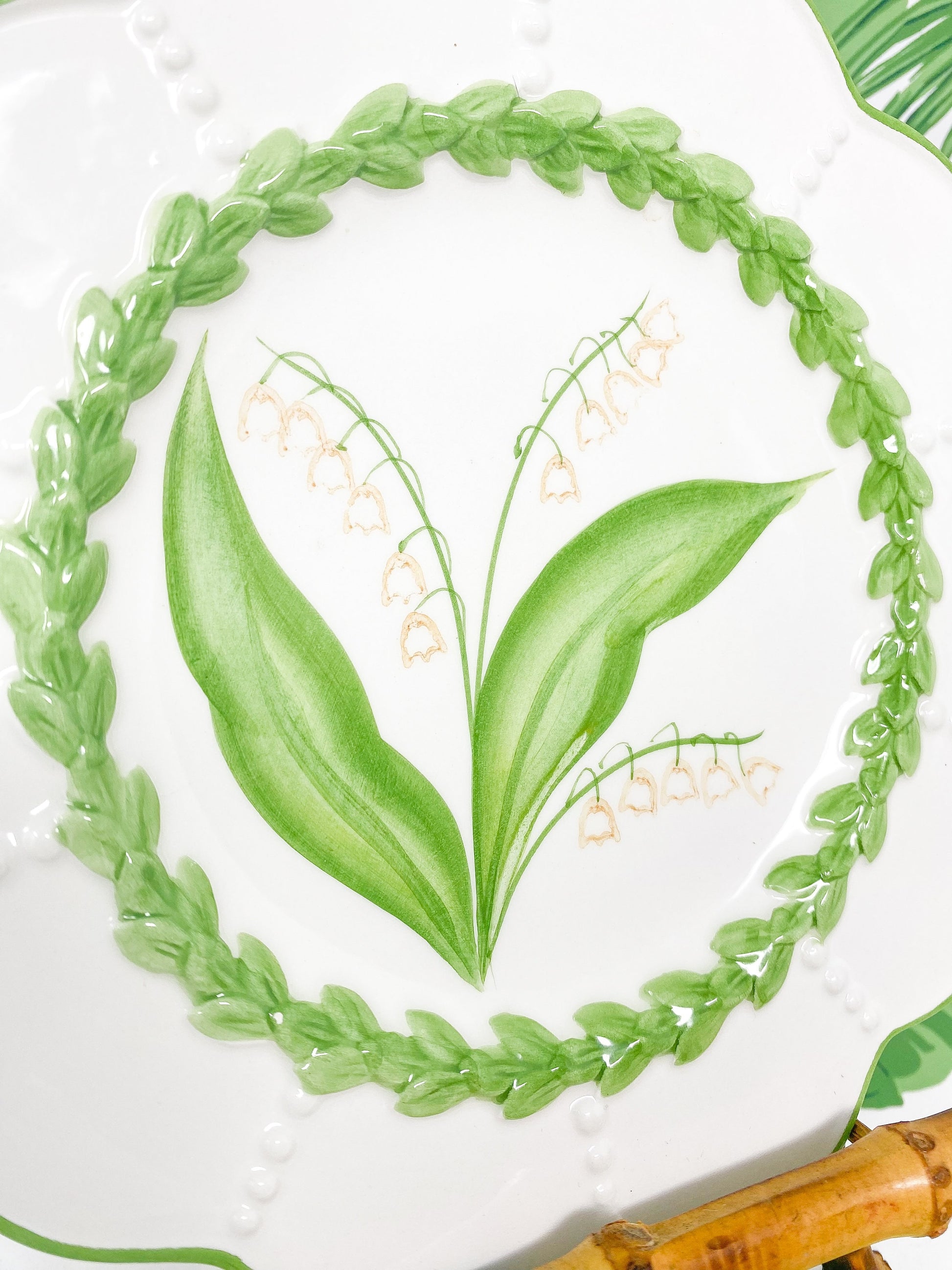 Vintage Vietri Lily of the Valley Plate - Boxwood Collection