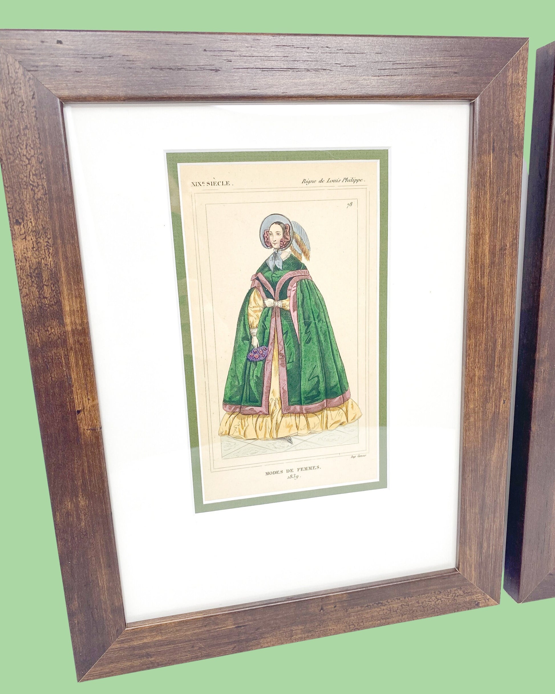 Framed Antique French Fashion Lithographs