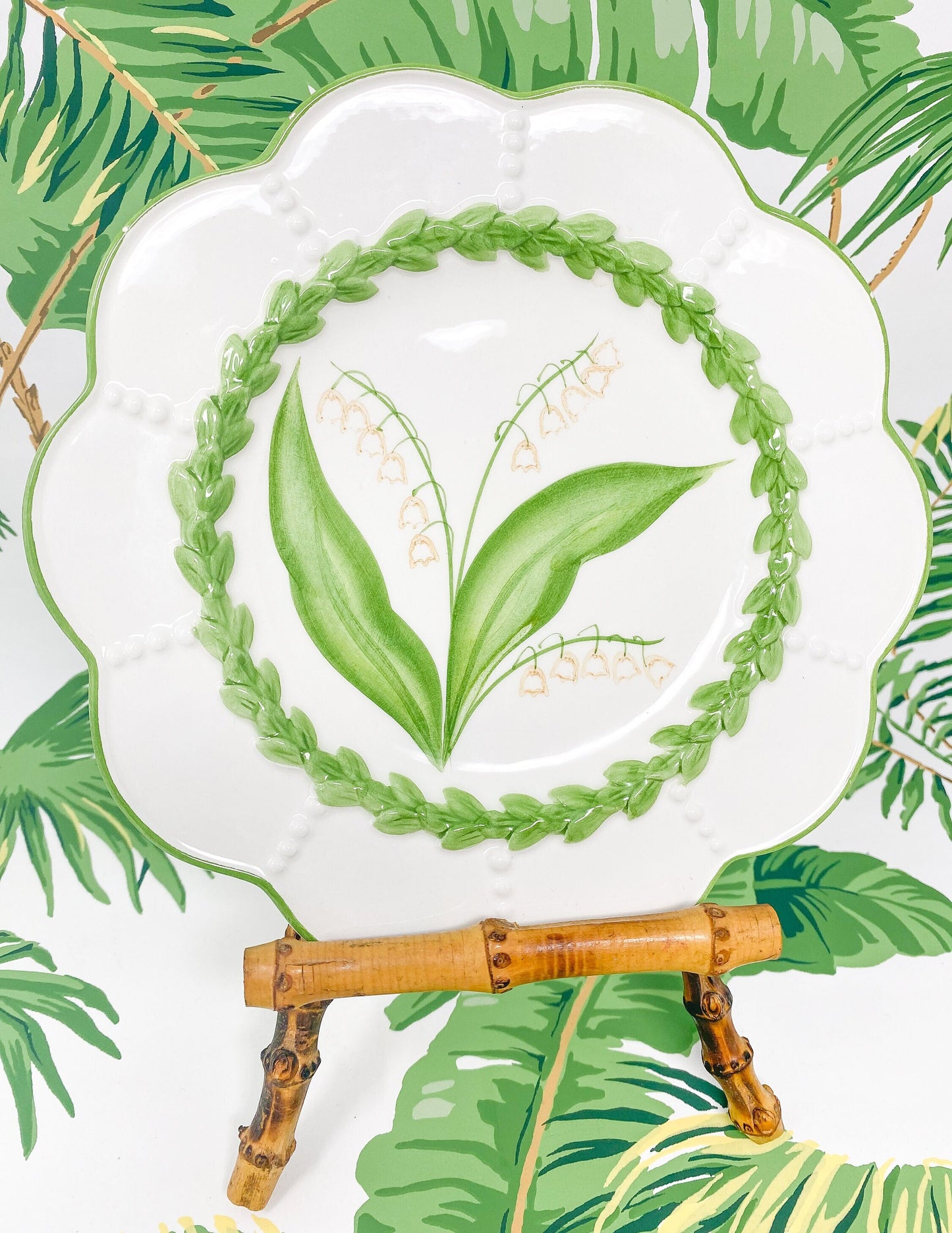 Vintage Vietri Lily of the Valley Plate - Boxwood Collection