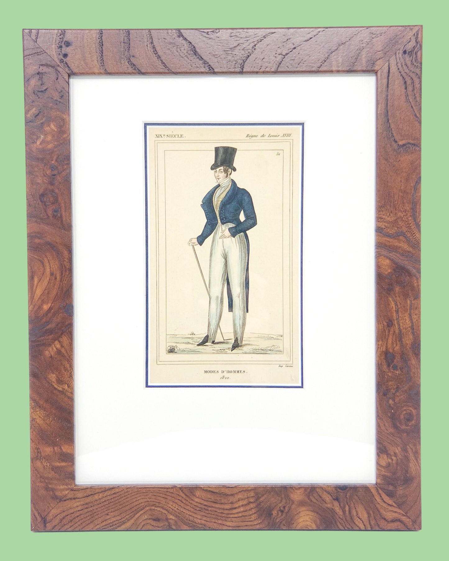 Framed Antique "Historical Costumes of France" Fashion Lithographs