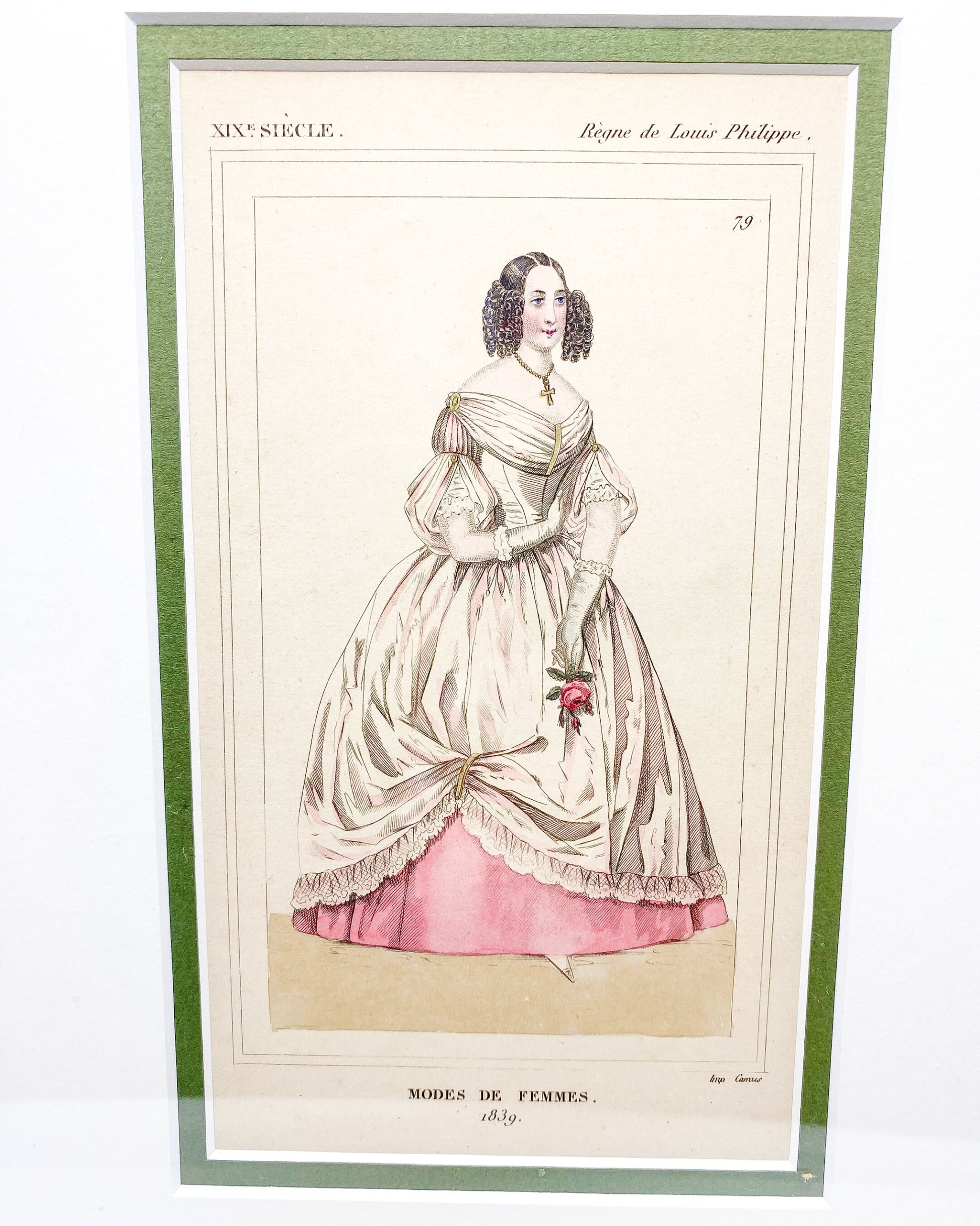 Framed Antique French Fashion Lithographs