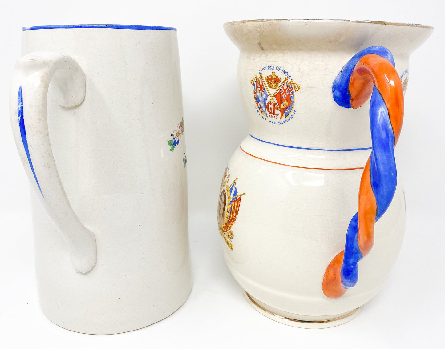 1937 King George VI Coronation Commemorative Pitcher - William Bennett (Hanley) Ltd. England