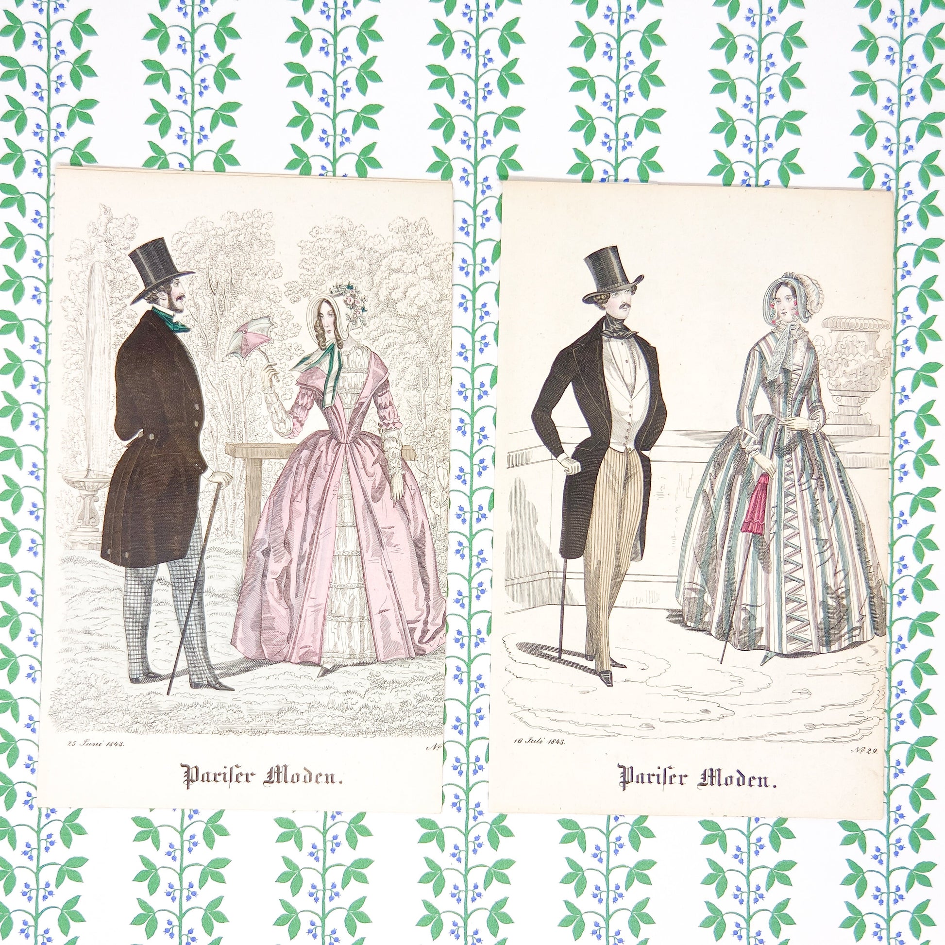 Antique Biedermeier Fashion Plates from Pariser Moden