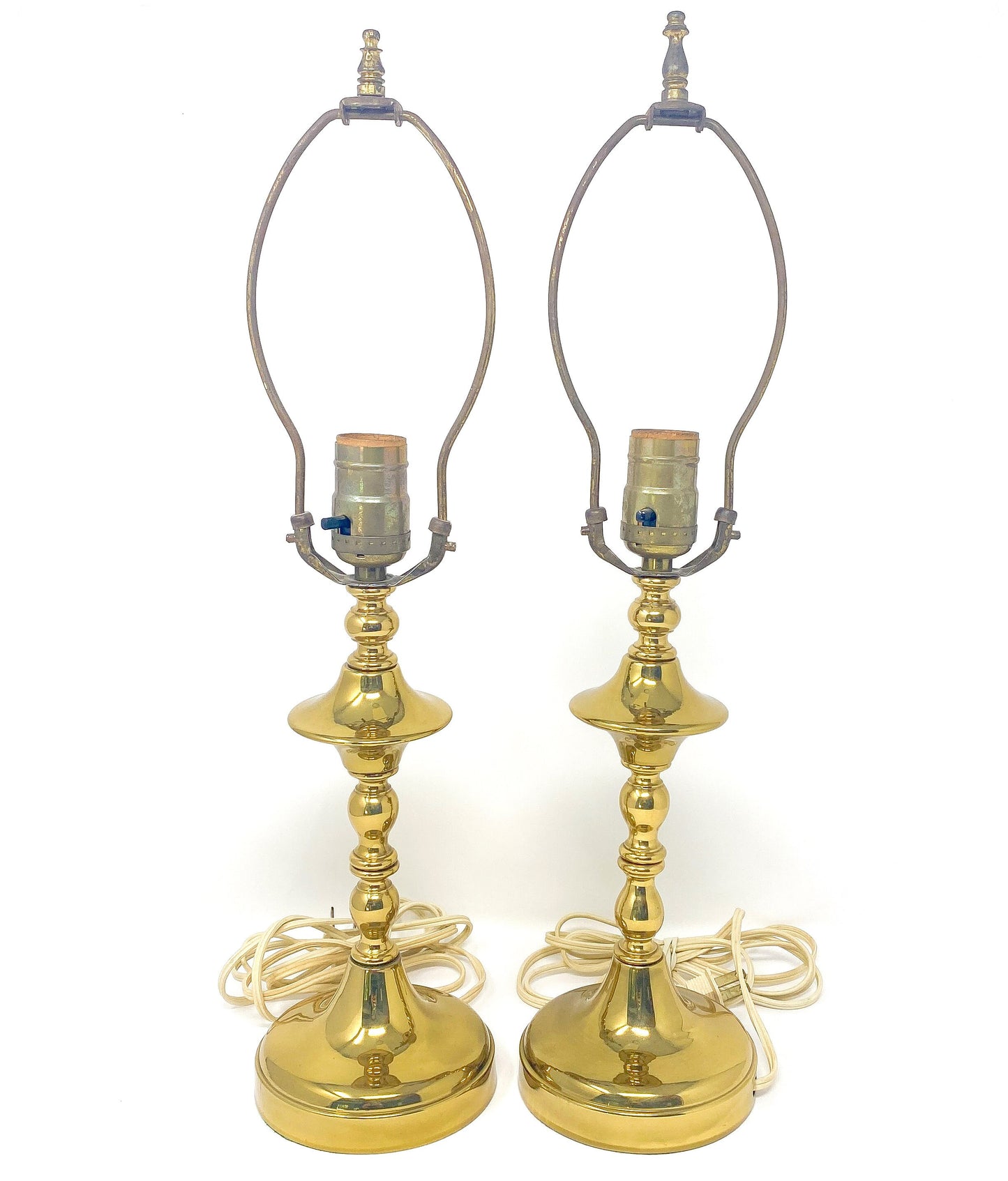 Pair of Vintage Brass Candlestick Table Lamps