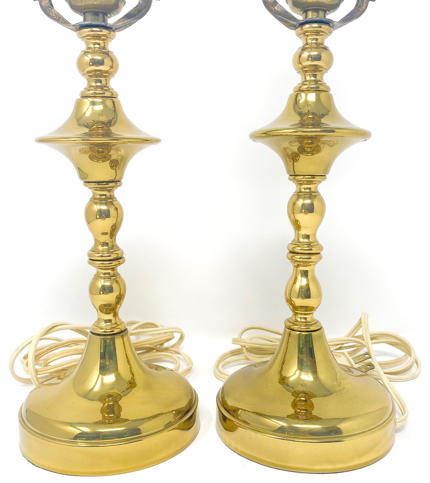 Pair of Vintage Brass Candlestick Table Lamps