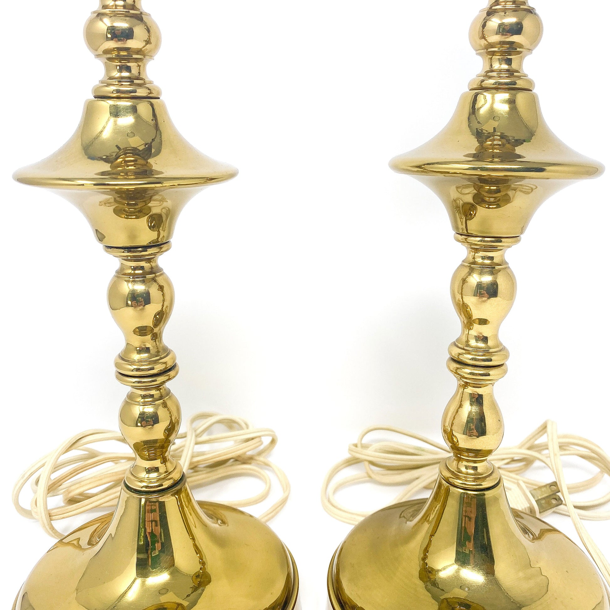 Pair of Vintage Brass Candlestick Table Lamps