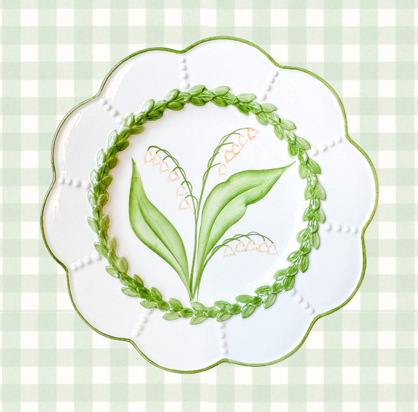 Vintage Vietri Lily of the Valley Plate - Boxwood Collection