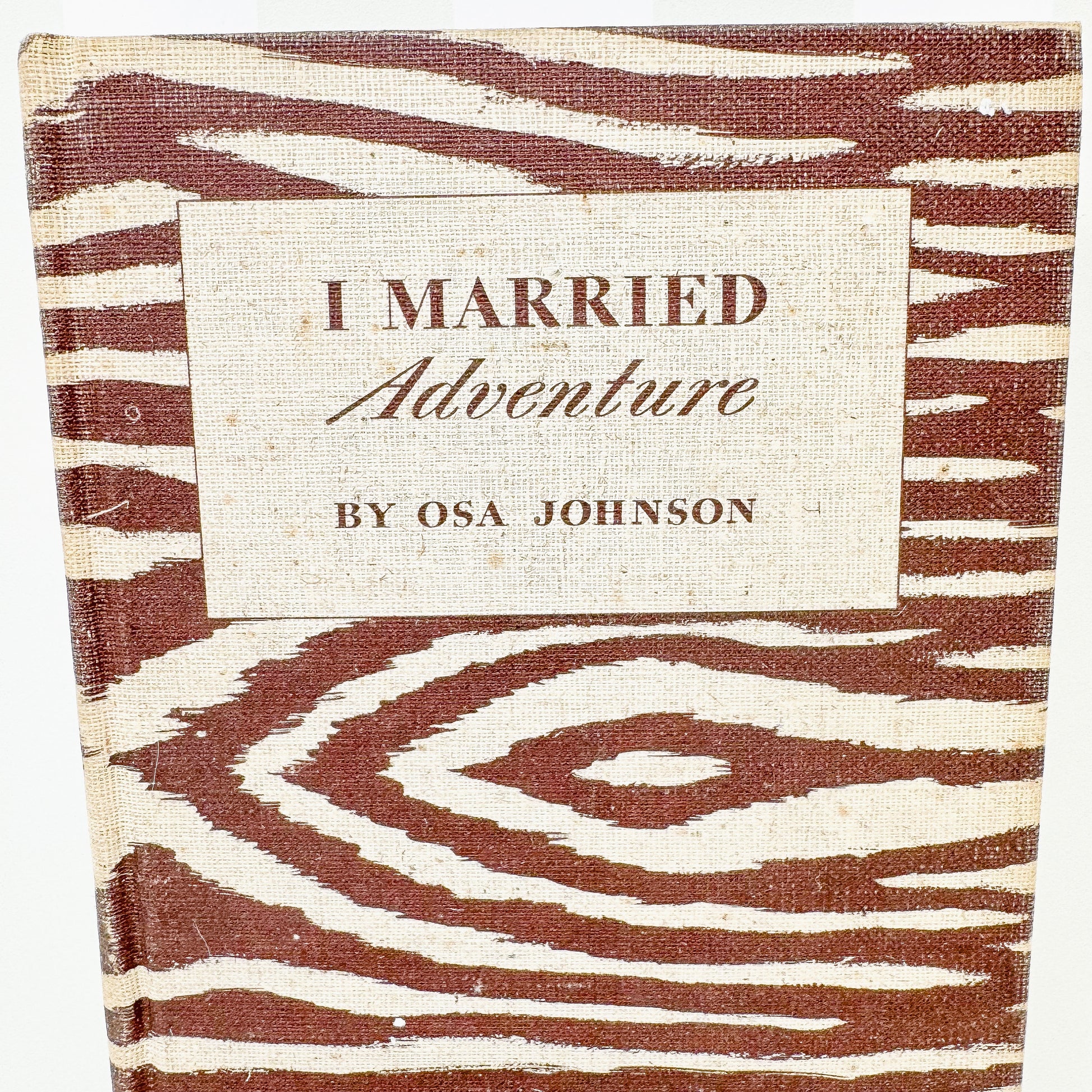 I Married Adventure by Osa Johnson - 1940 Edition - Zebra Print Cloth Cover