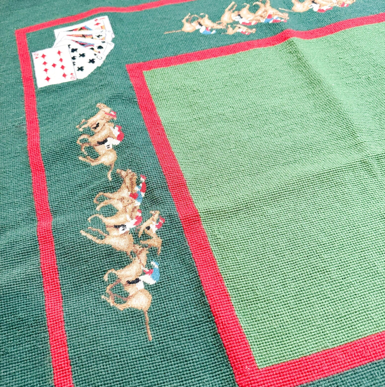 Vintage Needlepoint Poker Card Table Cover
