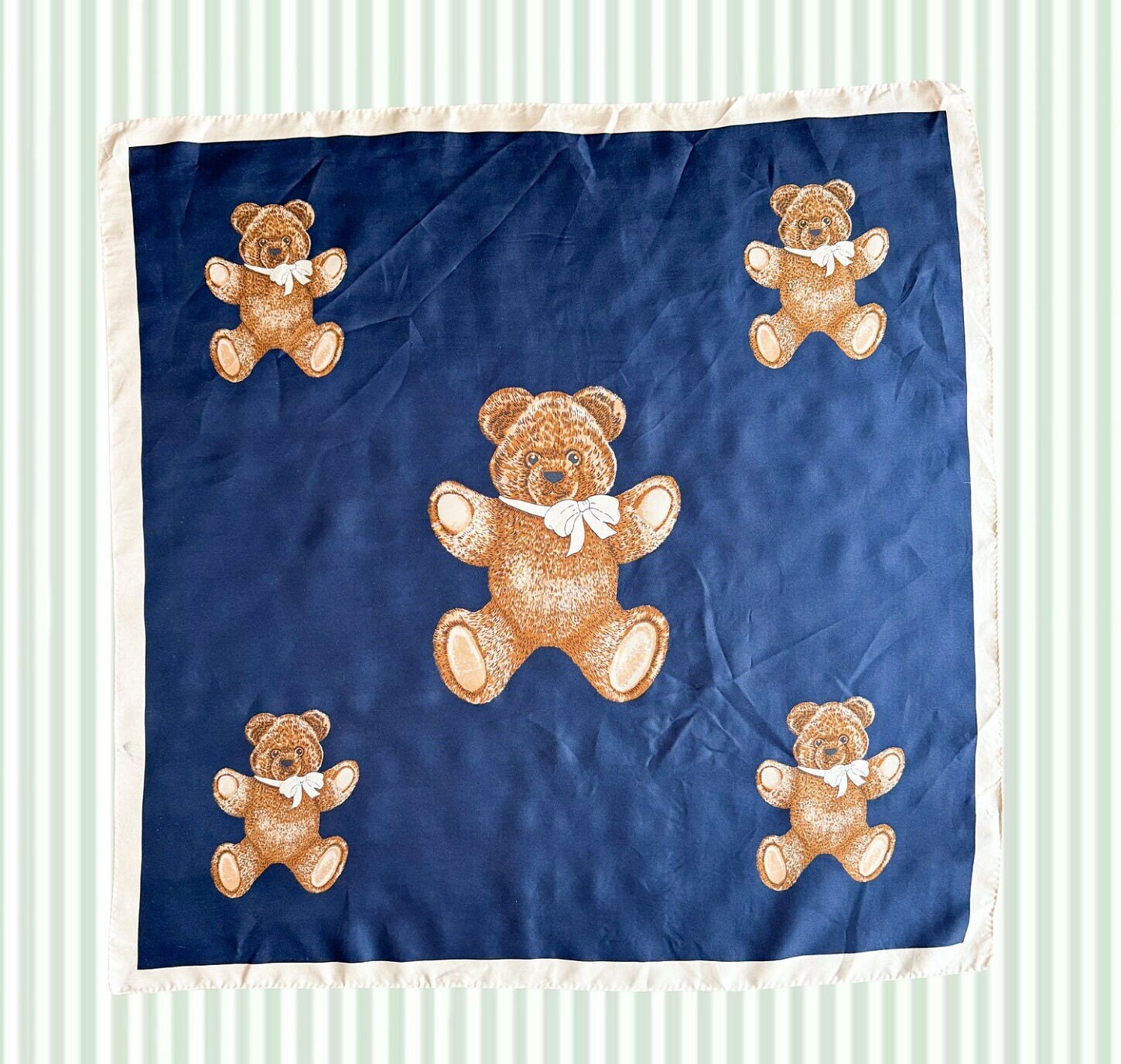 Vintage Breuer Bear Navy Blue Scarf