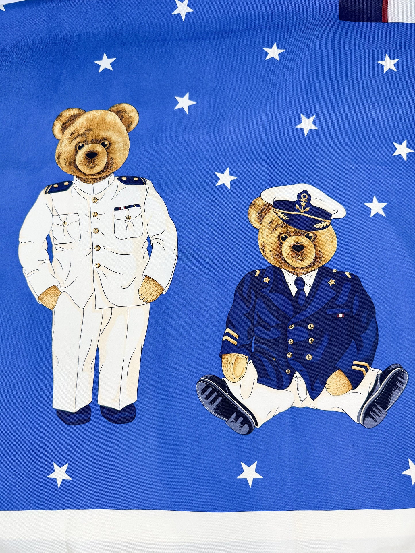 Vintage Breuer Nautical Bear Navy Blue Scarf