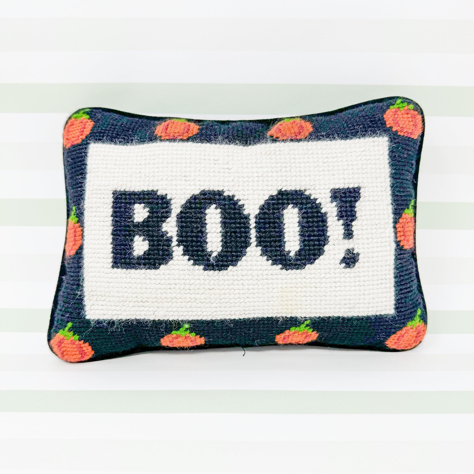 Halloween Boo! Vintage Needlepoint Pillow