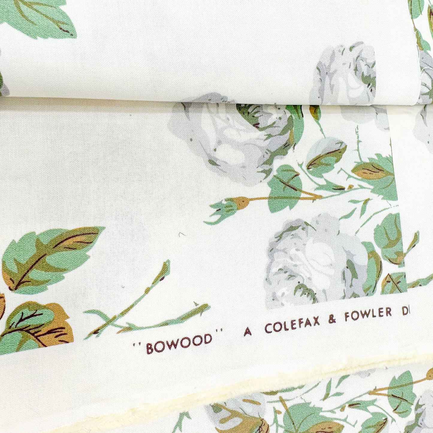 2 Yds. Bowood Colefax Fowler Chintz Cotton Fabric - Green / Grey