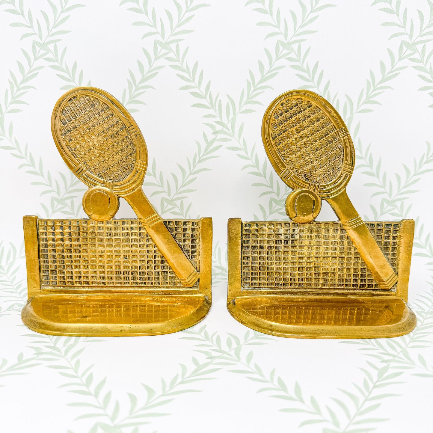 Brass Tennis Racquet Bookends