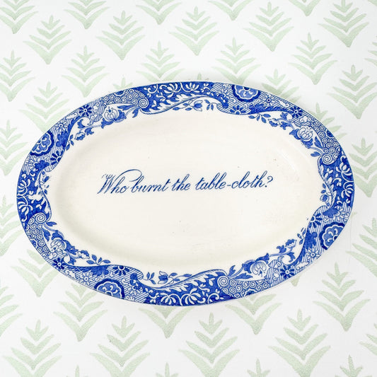 Who Burnt The Table Cloth - Copeland Spode - Blue and White Ash Tray Dish