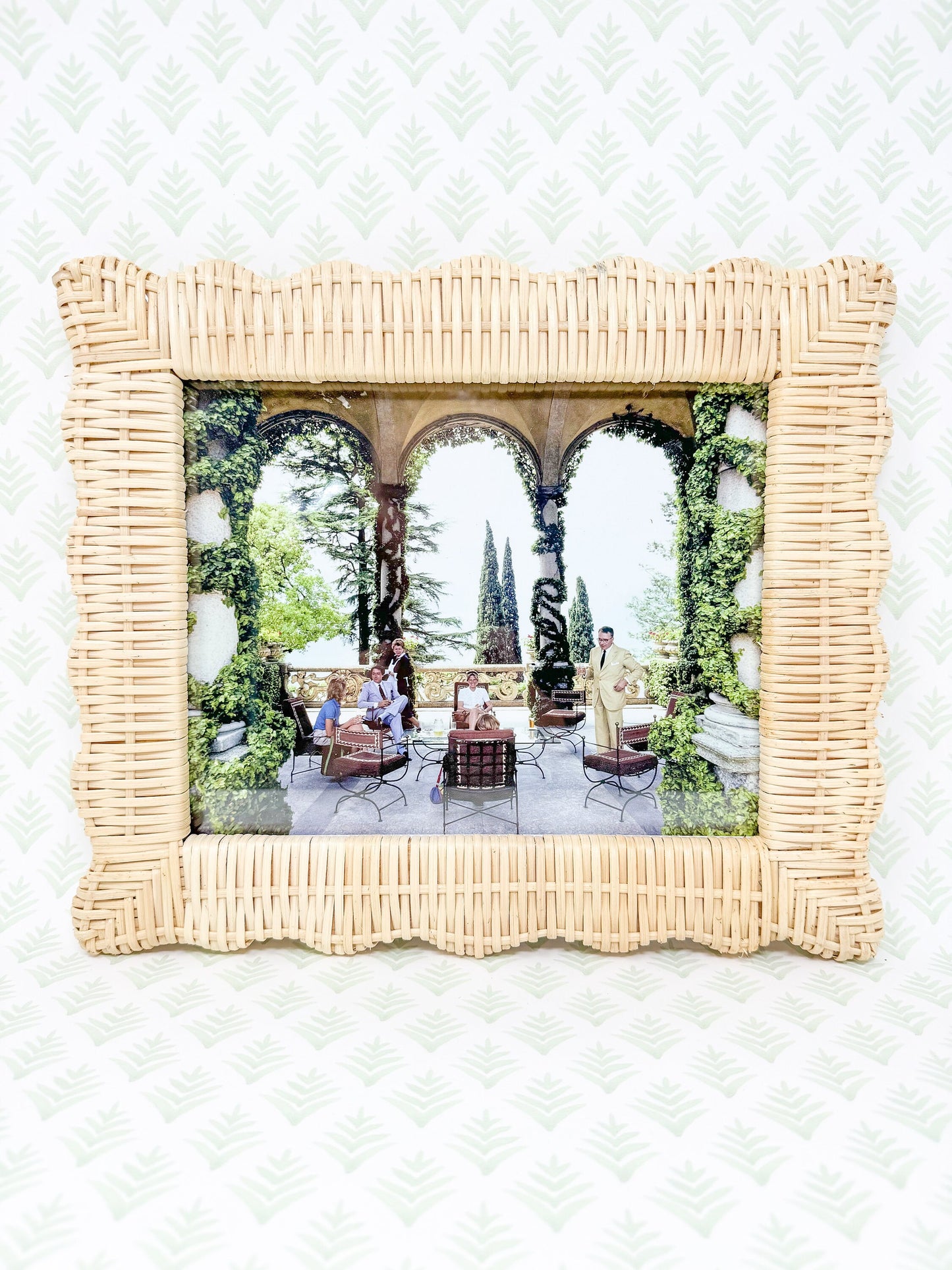 Slim Aarons Print in Wicker Scalloped Frame