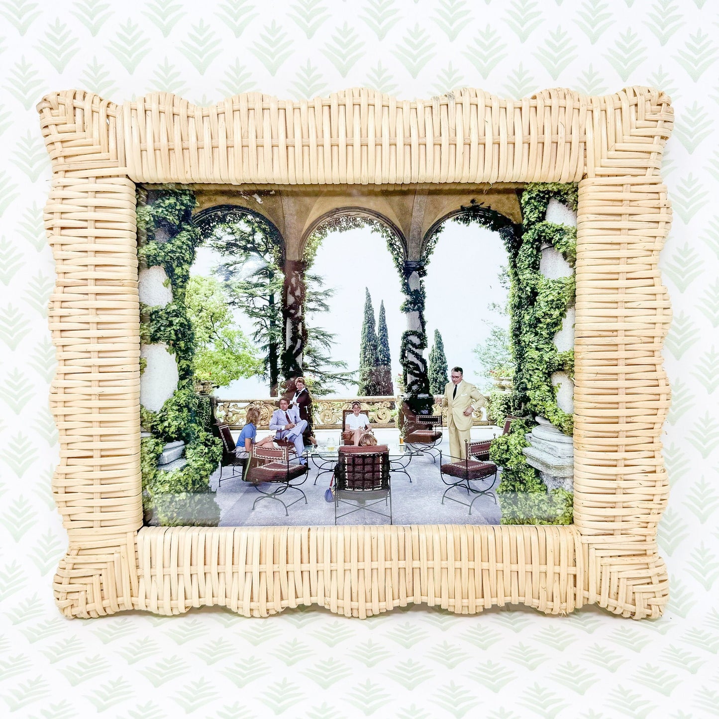 Slim Aarons Print in Wicker Scalloped Frame