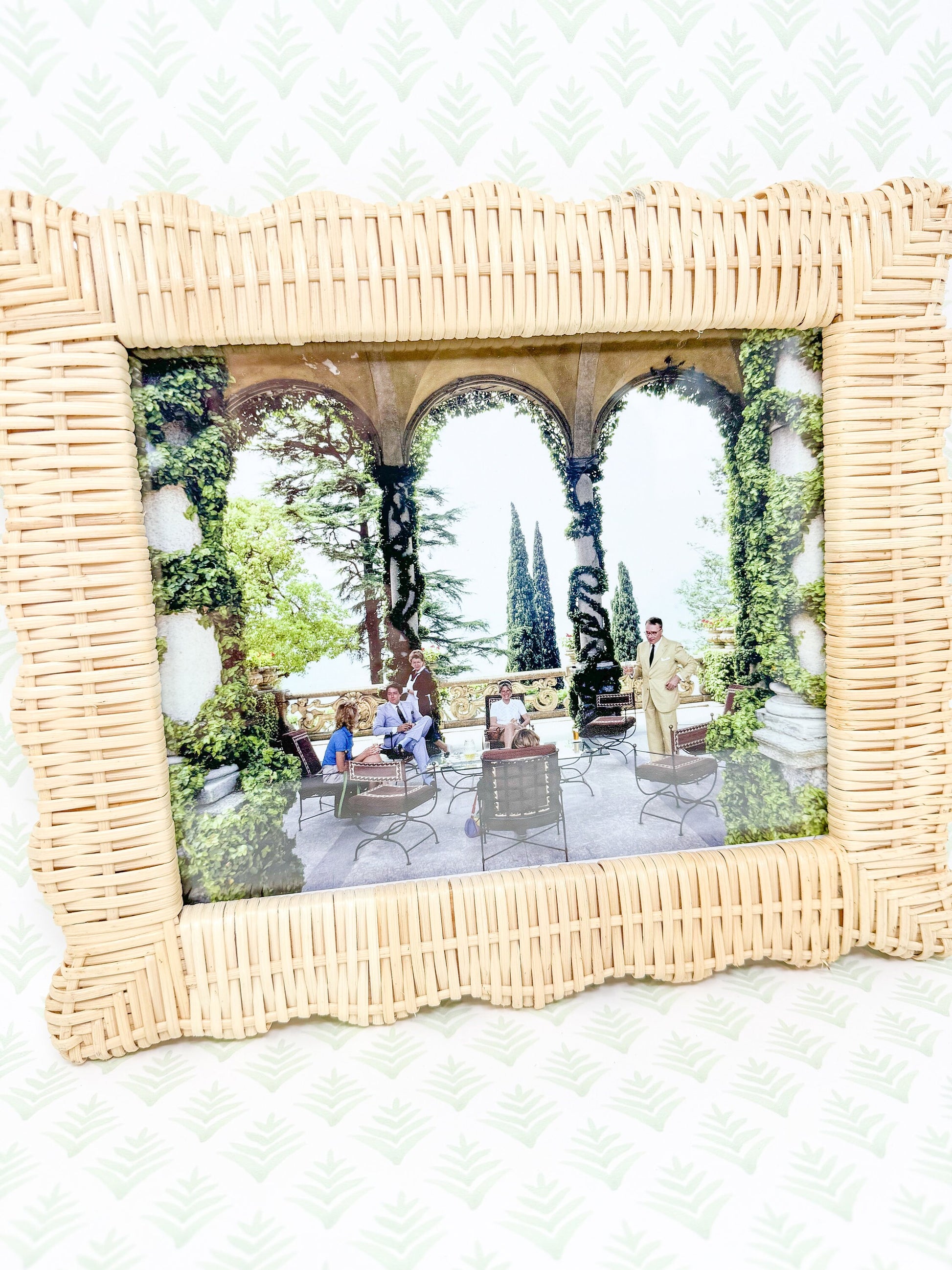 Slim Aarons Print in Wicker Scalloped Frame