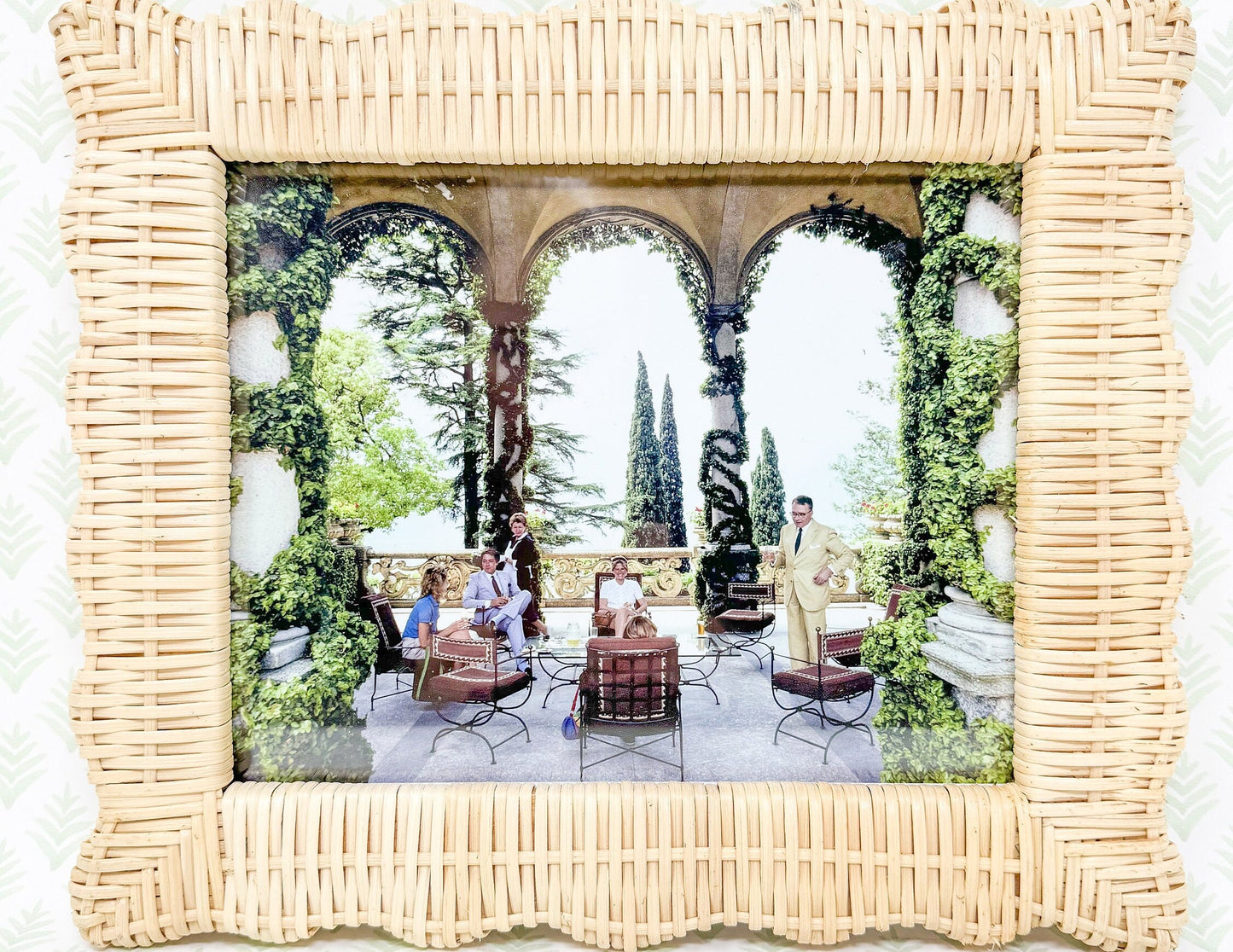 Slim Aarons Print in Wicker Scalloped Frame