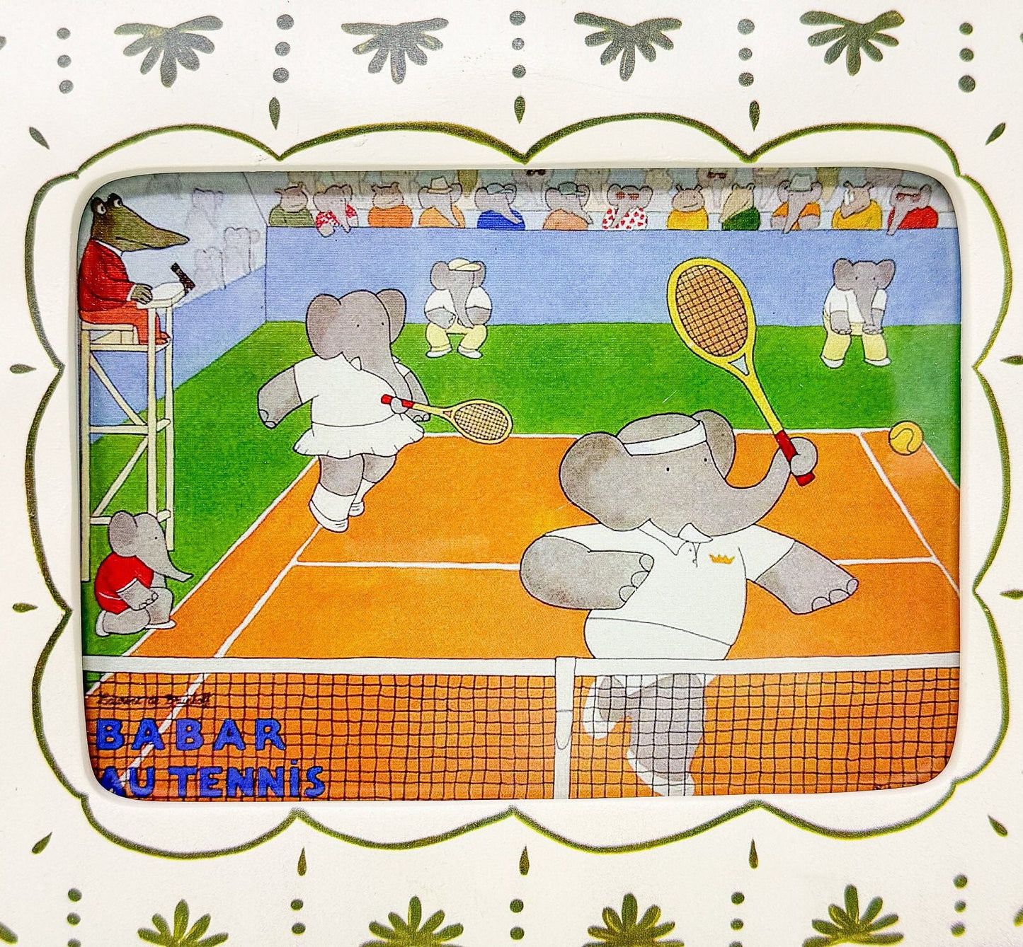 Framed Vintage Babar the Elephant Tennis Print - 5x7"