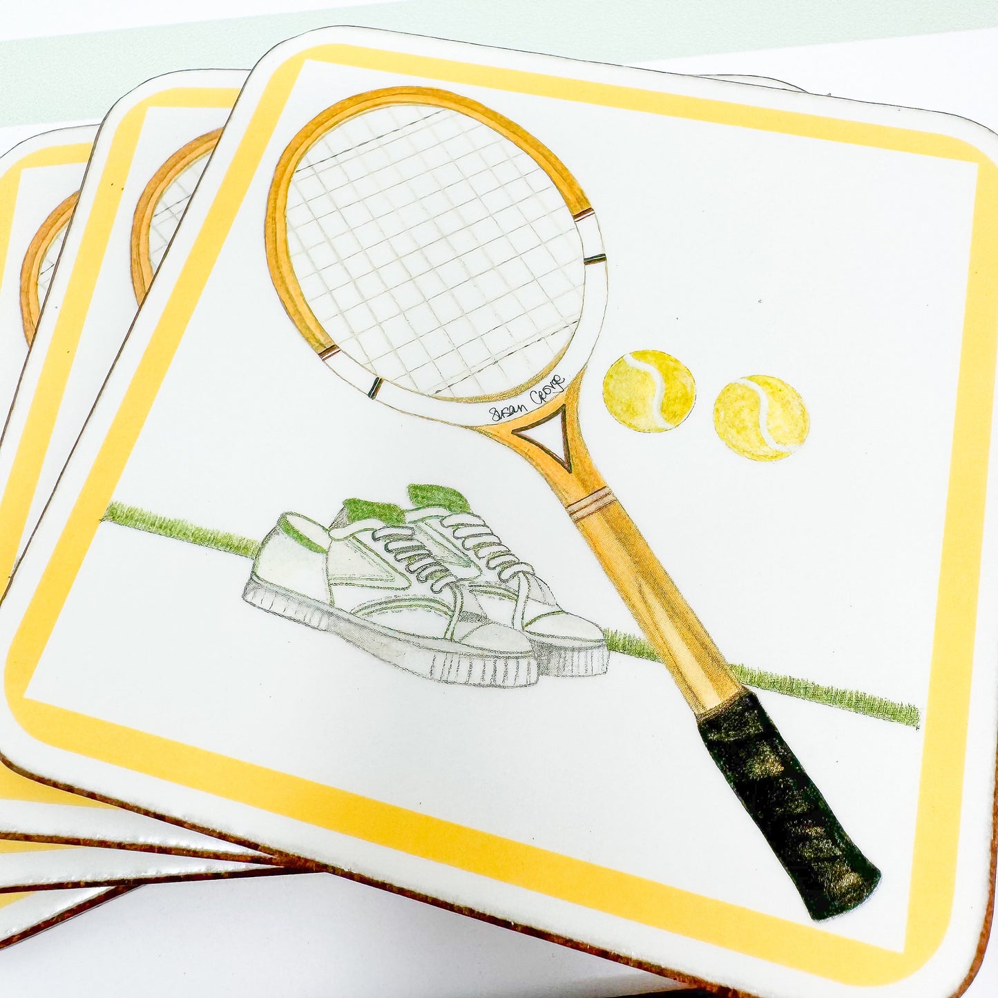 Vintage Tennis Coasters - Set of 6