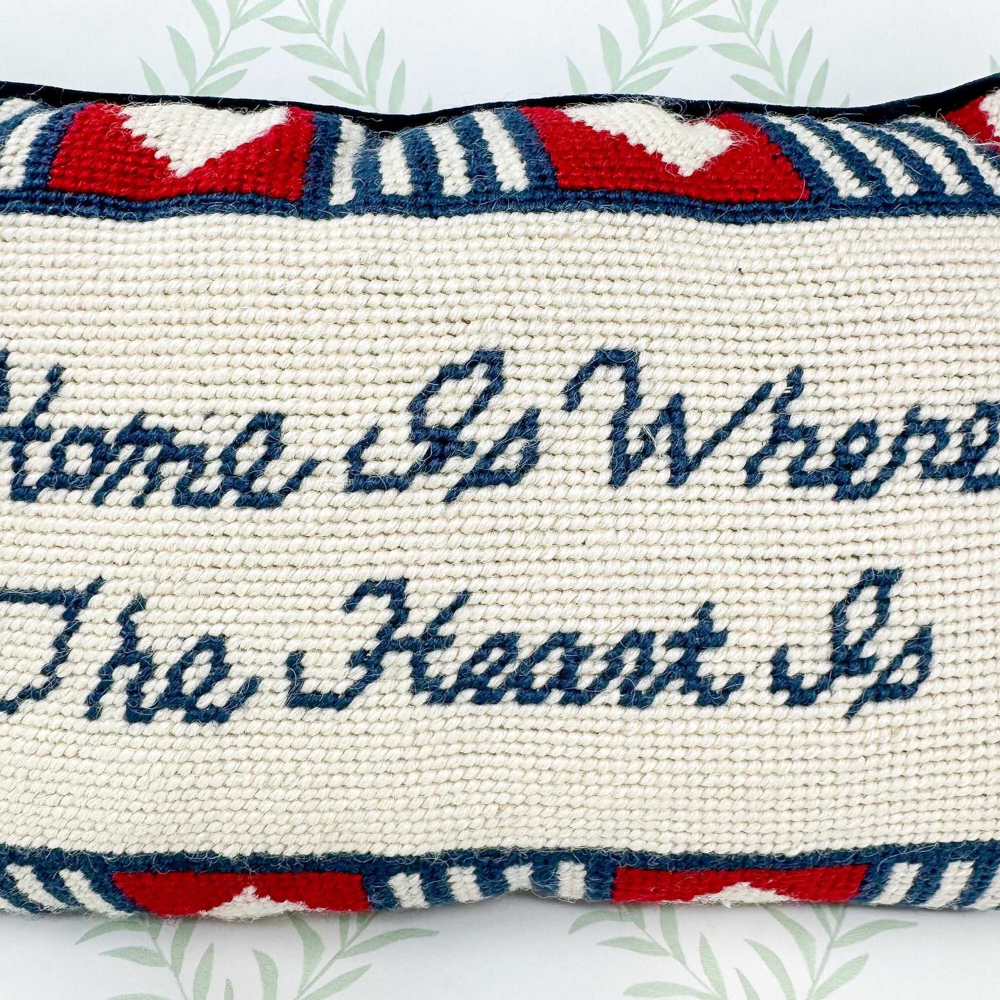 Home Is Where The Heart Is Vintage Needlepoint Pillow